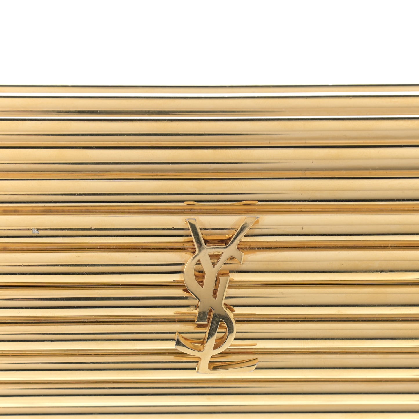 Ribbed Plexiglass Lambskin Fringe Monogram Opium Box Bag Gold