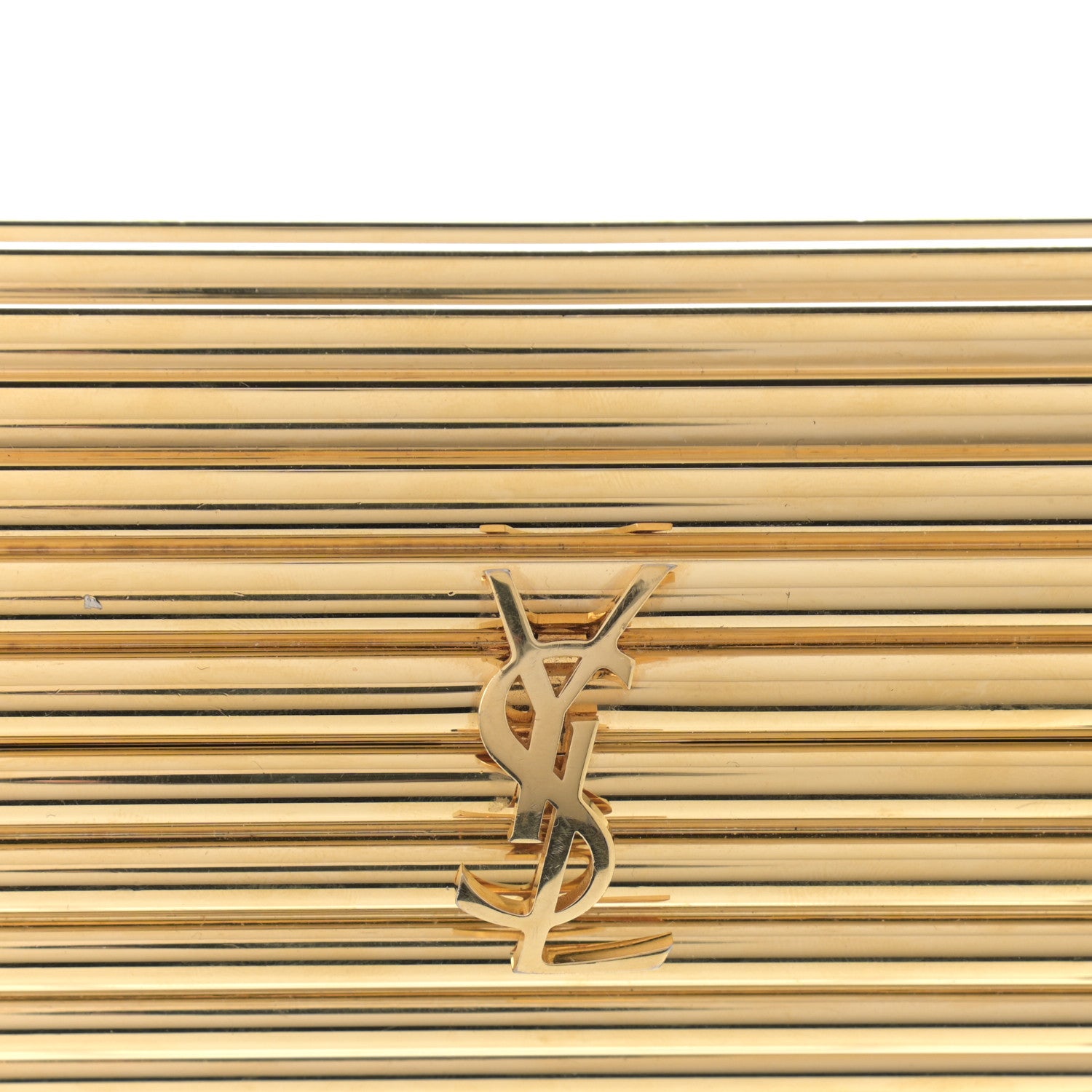 Saint Laurent Ribbed Plexiglass Lambskin Fringe Monogram Opium Box Bag Gold 8 of 10