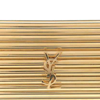 Saint Laurent Ribbed Plexiglass Lambskin Fringe Monogram Opium Box Bag Gold 8 of 10