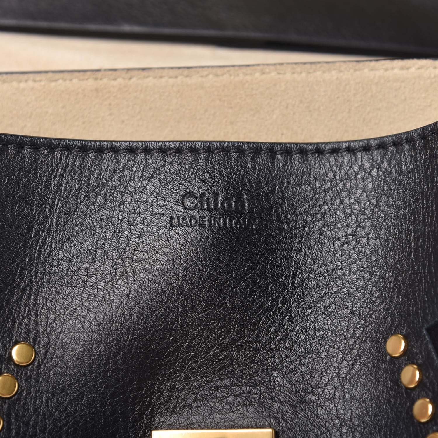 Chloe Calfskin Suede Studded Drew Shoulder Bag Black 8 of 9