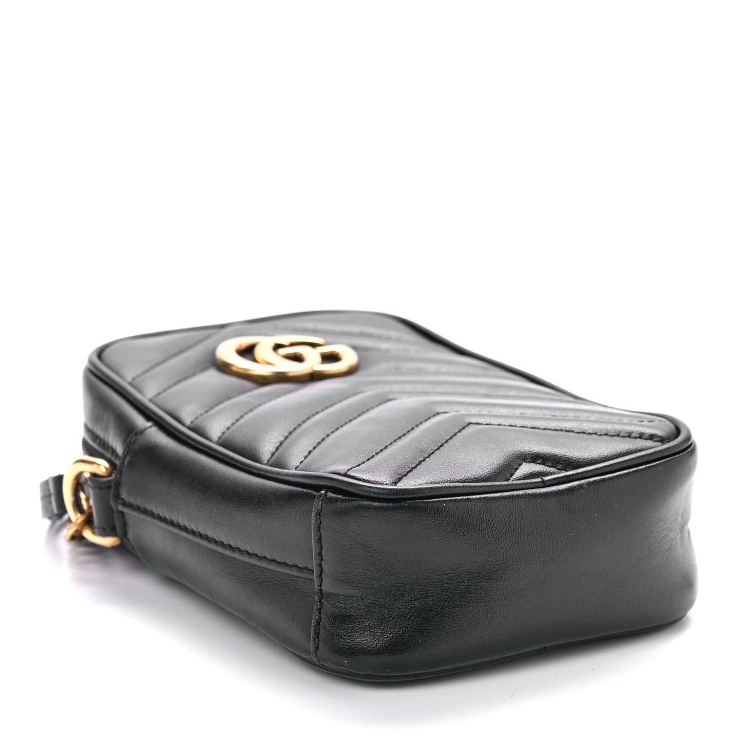 Calfskin Matelasse Mini GG Marmont Crossbody Bag Black
