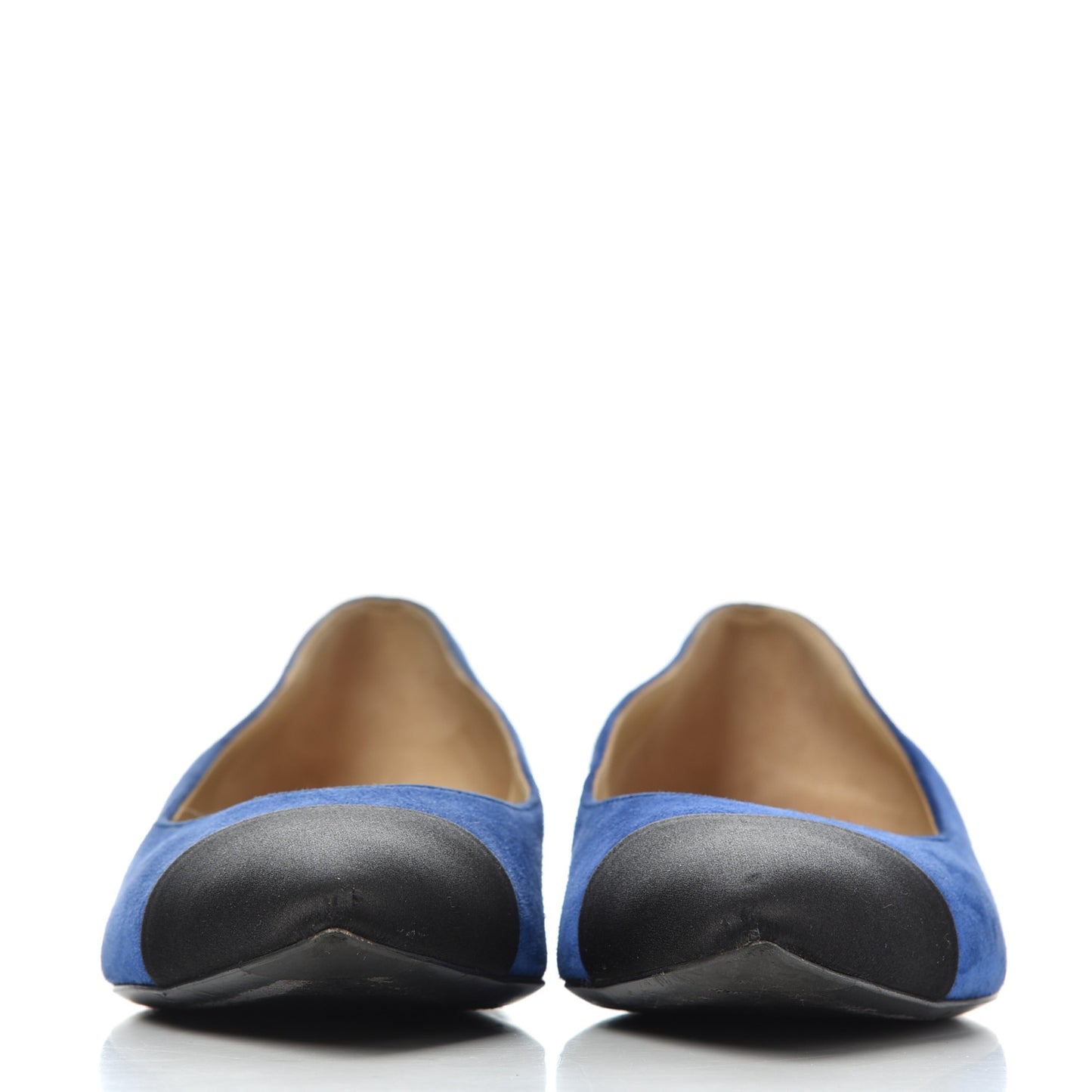 Suede Satin Cap Toe Gabrielle Ballerina Flats 36.5 Royal Blue Black