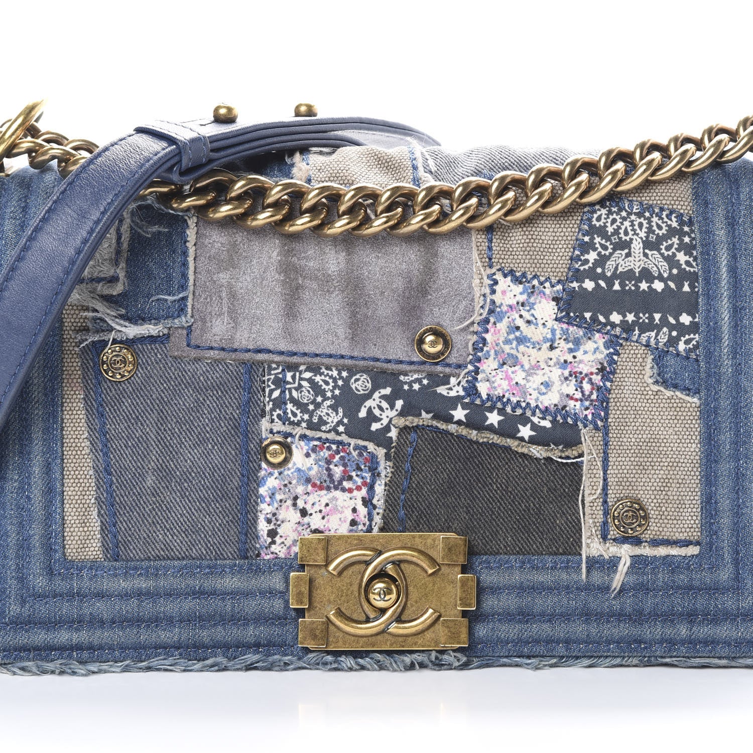 Chanel Denim Patchwork Medium Boy Flap Blue 7 of 11