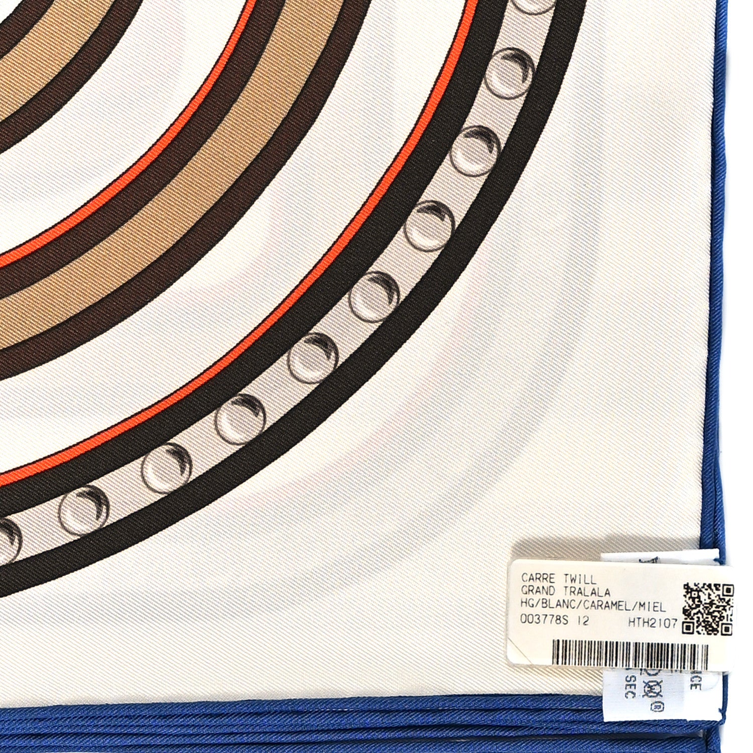 Hermes Silk Twill Grand Tralala 90 White Caramel Miel 3 of 5