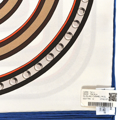 Hermes Silk Twill Grand Tralala 90 White Caramel Miel 3 of 5
