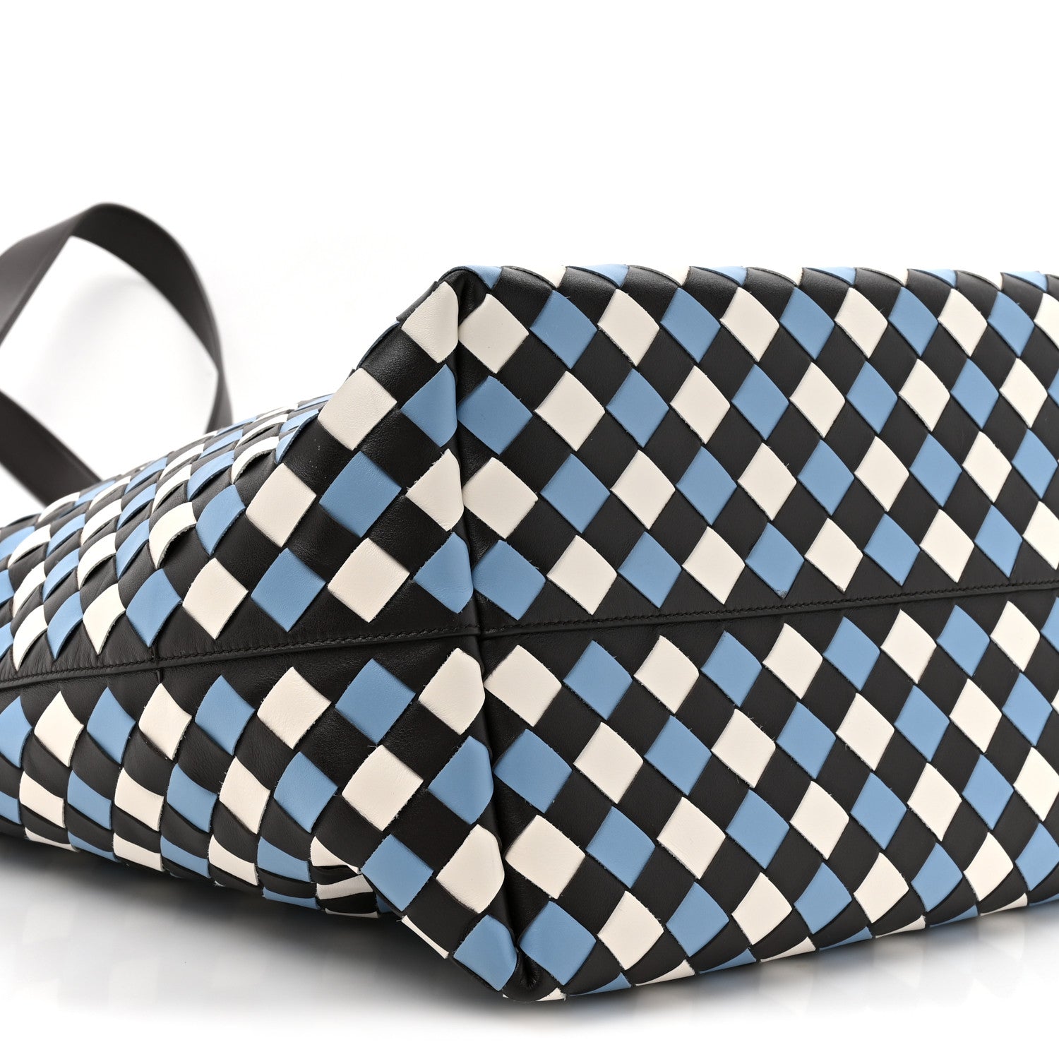 Bottega Veneta Calfskin Intrecciato Tricolor Large North South Tote Bag Fondant White Multicolor 9 of 9
