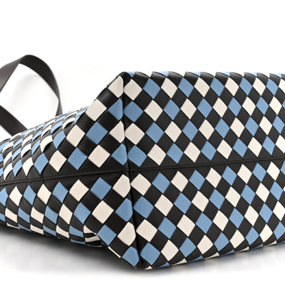 Bottega Veneta Calfskin Intrecciato Tricolor Large North South Tote Bag Fondant White Multicolor 9 of 9