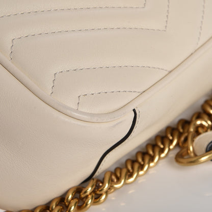 Gucci Calfskin Matelasse Medium GG Marmont Chain Shoulder Bag Mystic White 10 of 11