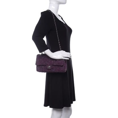 Chanel Tweed Quilted Medium Double Flap Purple Green Turquoise 2 of 13