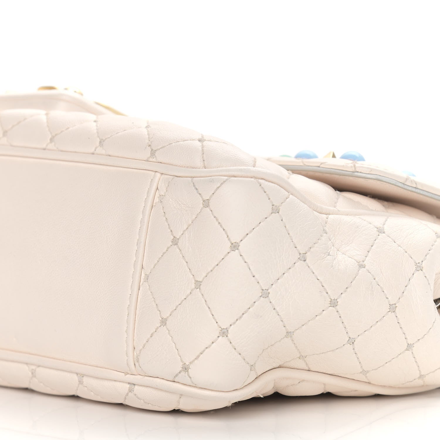 Dolce & Gabbana Lambskin Watersnake Embellished Lucia Shoulder Bag White 8 of 9