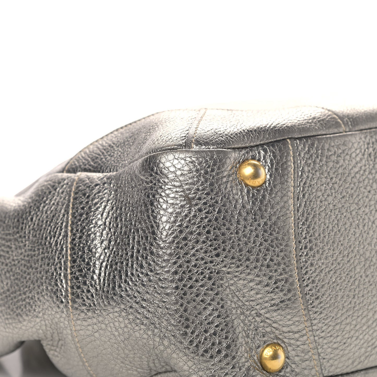 Metallic Vitello Daino Side Pocket Tote Bag Acciaio