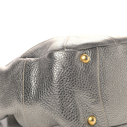 Prada Metallic Vitello Daino Side Pocket Tote Bag Acciaio 8 of 10