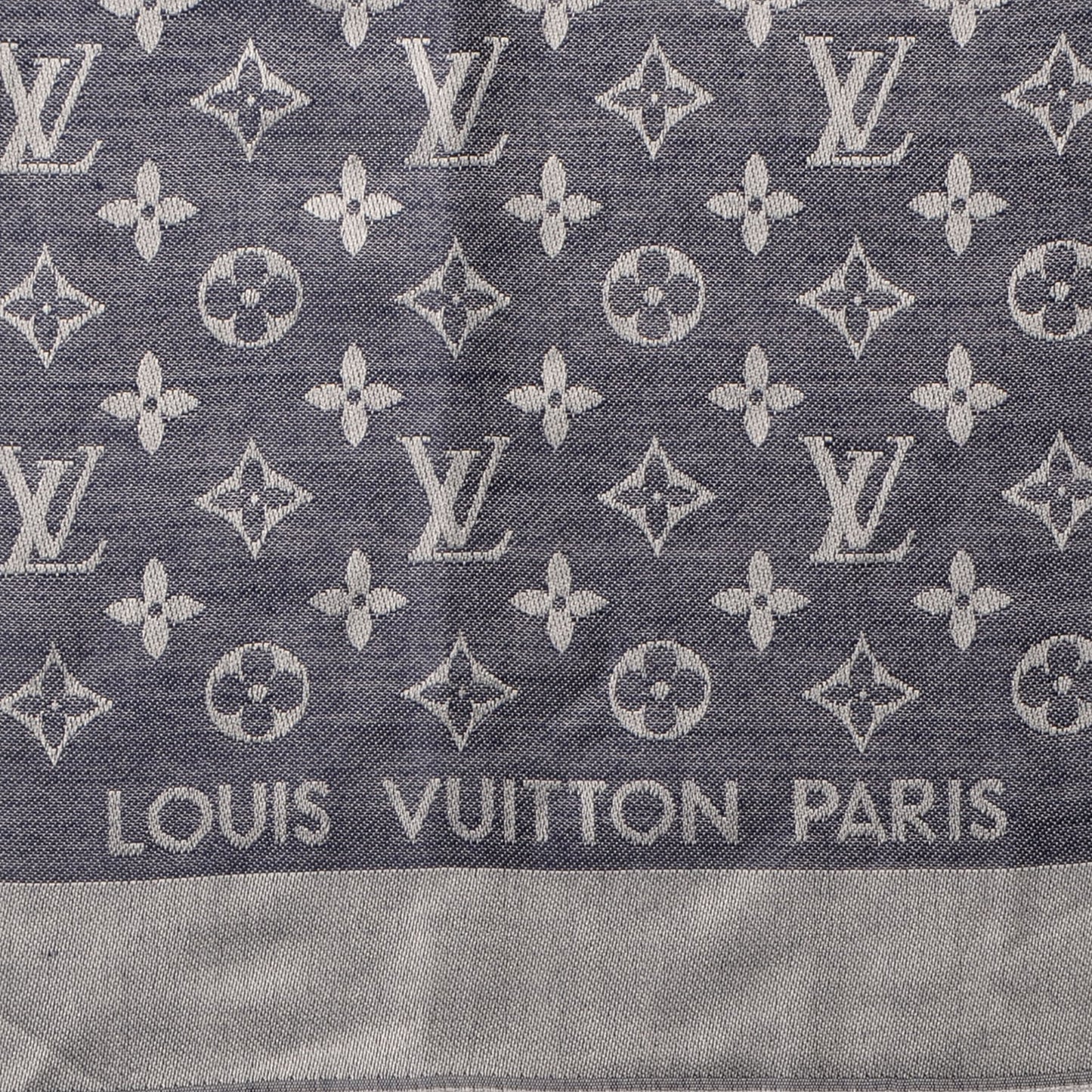 Silk Wool Monogram Denim Shawl Blue