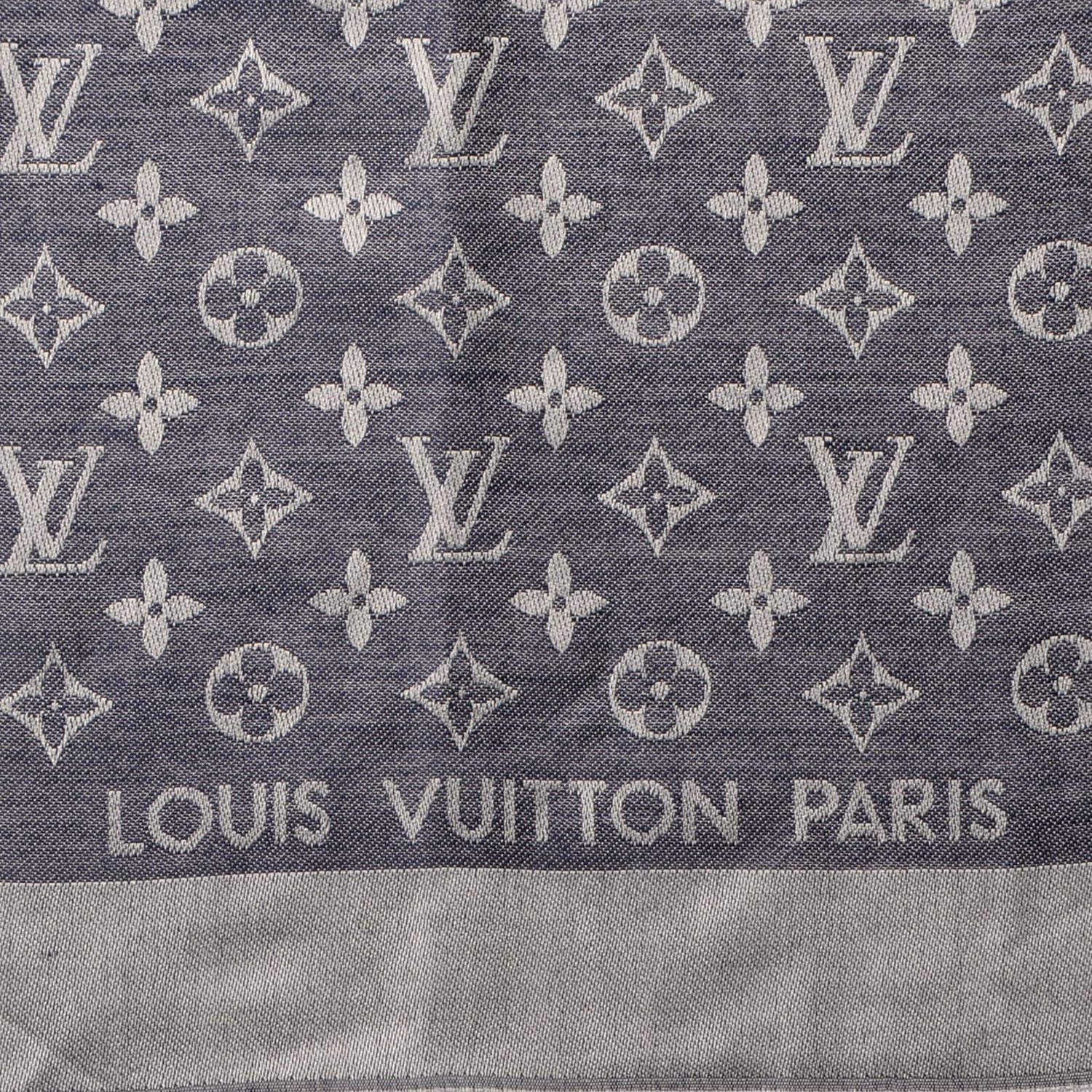 Louis Vuitton Silk Wool Monogram Denim Shawl Blue 4 of 5