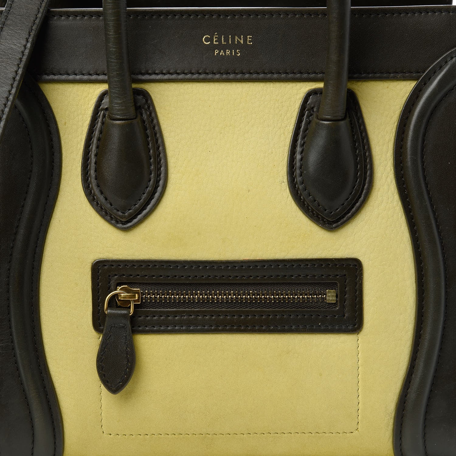 Celine Nubuck Smooth Calfskin Nano Tri-Color Luggage Chartreuse 10 of 10