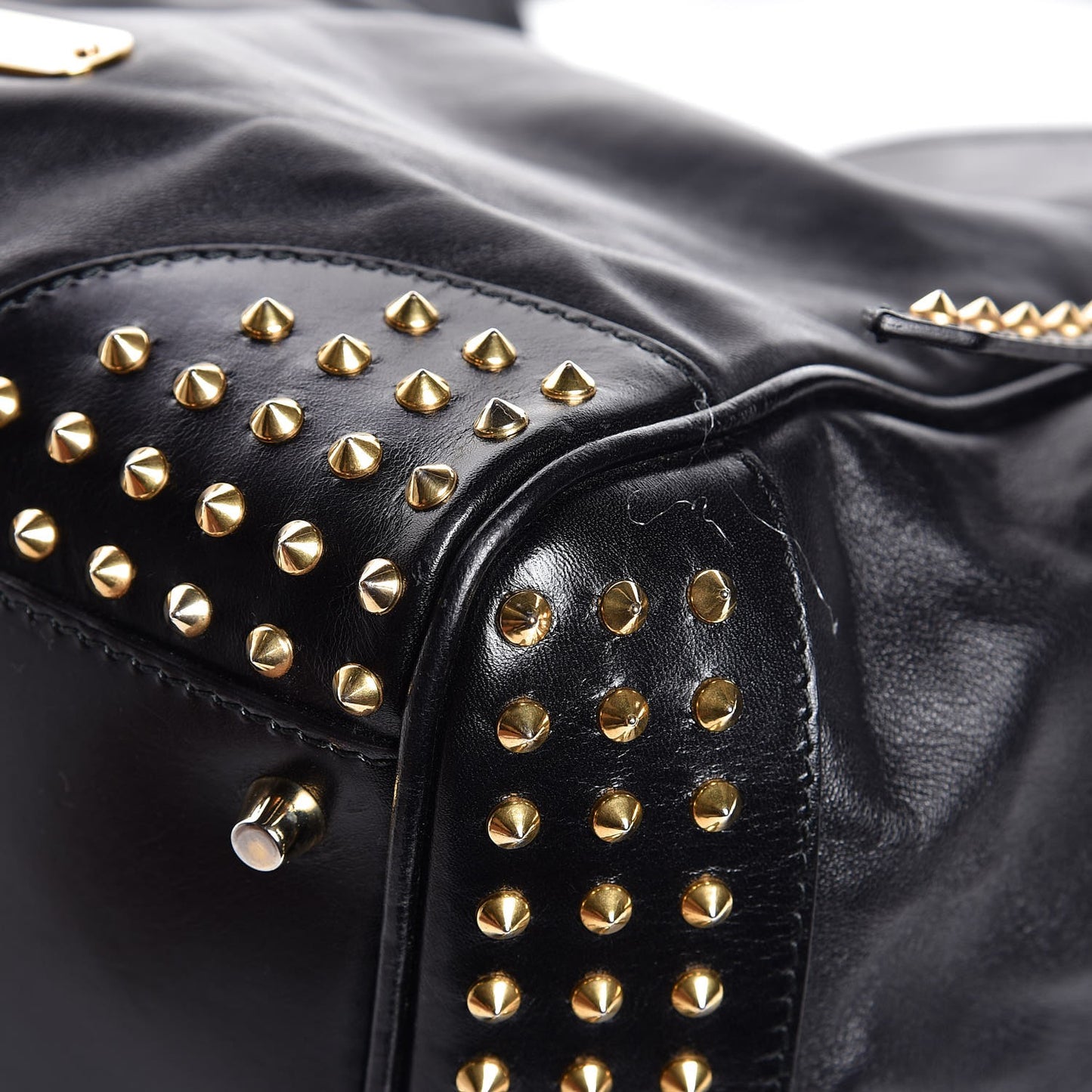 Lambskin Bridle Studs Small Canterbury Tote Black