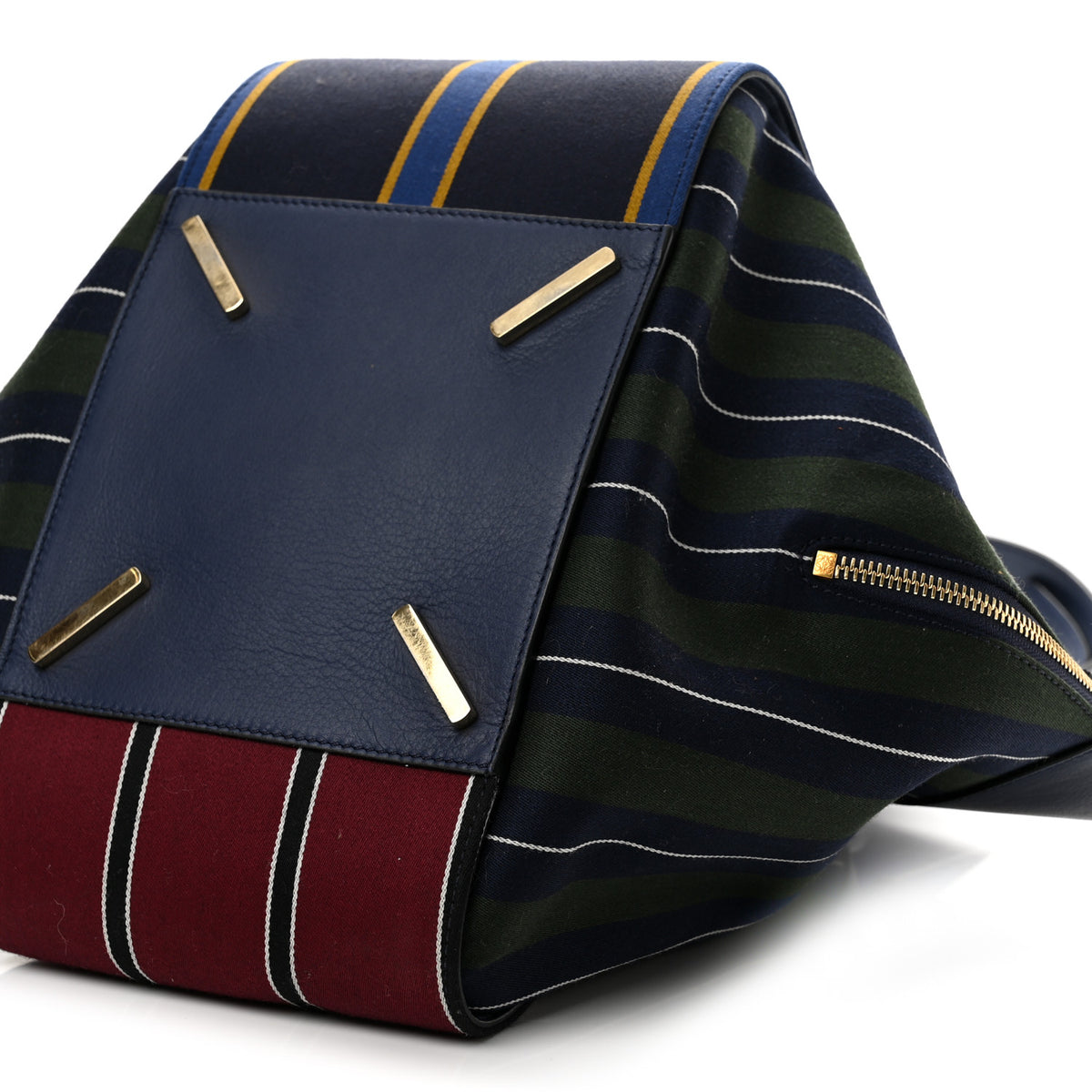 Loewe Canvas Calfskin Stripes Hammock Shoulder Bag Blue Red 10 of 13