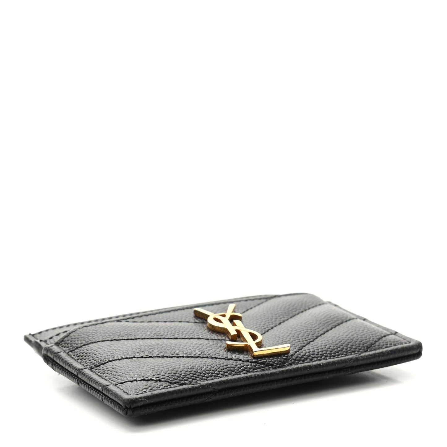 Grain De Poudre Matelasse Chevron Monogram Credit Card Case Black
