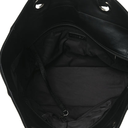 Chanel Coated Canvas Quilted Large Paris Biarritz Tote Black 5 of 9