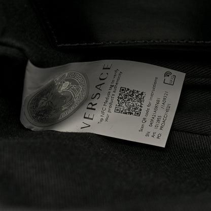 Versace Fabric Jacquard Calfskin Barocco Wristlet Pouch Black 7 of 7