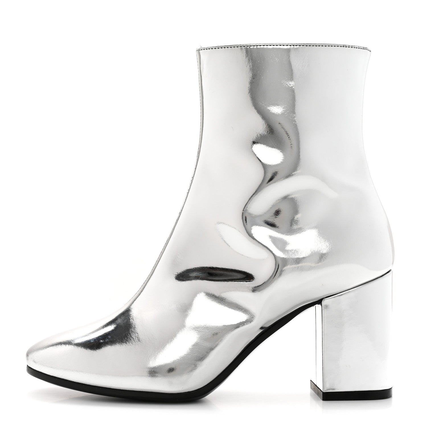 Balenciaga Miroir Calfskin Ankle Booties 36 Argent 1 of 12