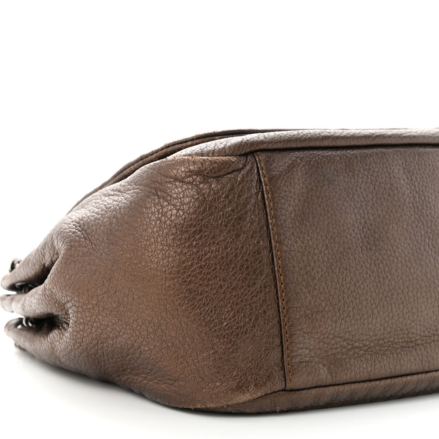 Metallic Deerskin Small Luxe Ligne Flap Bronze