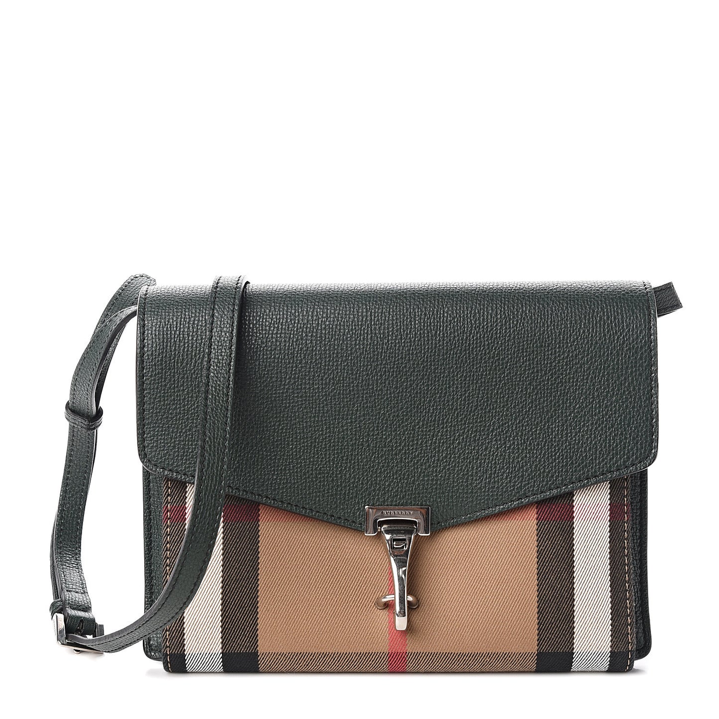 Derby Calfskin House Check Small Macken Crossbody Bag Dark Bottle Green