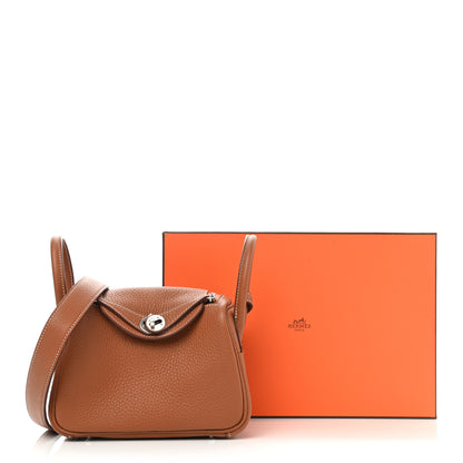 Hermes Taurillon Clemence Mini Lindy 20 Gold 11 of 11