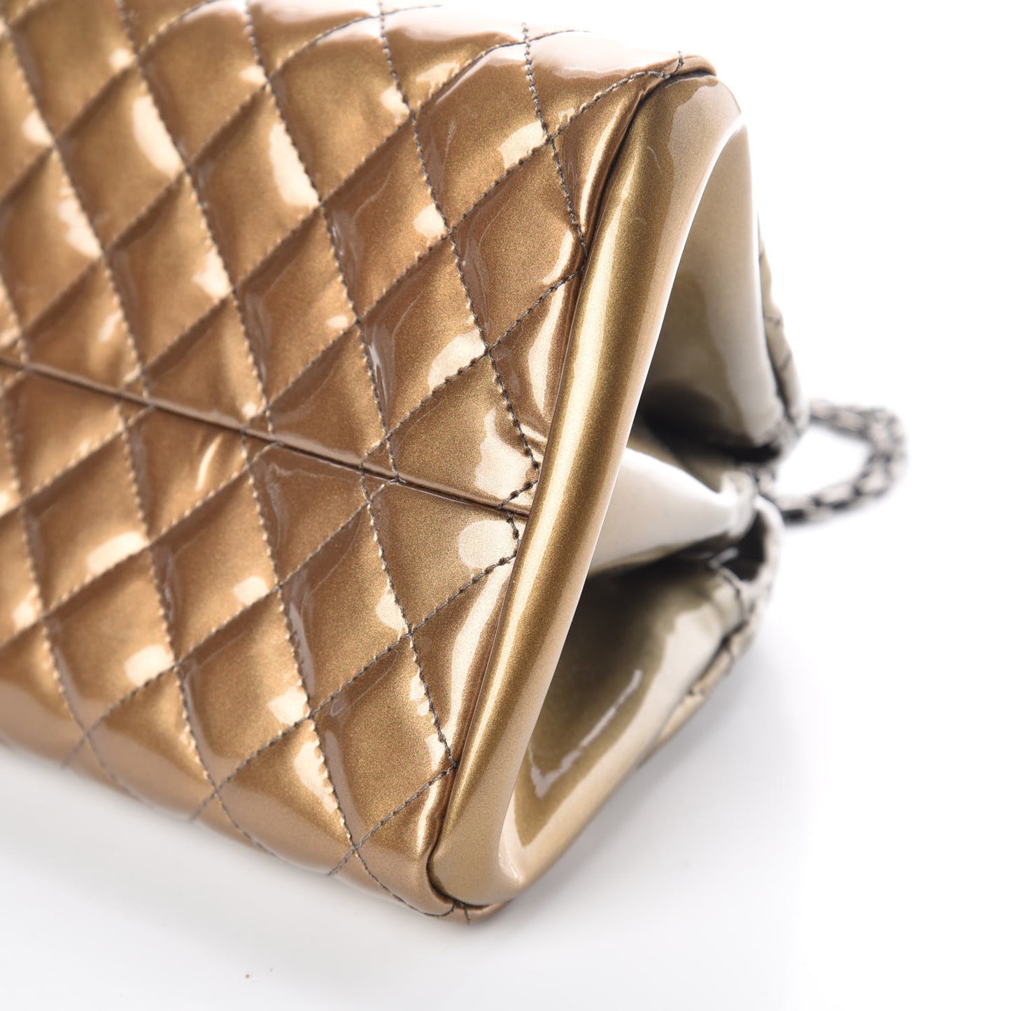 Metallic Patent Quilted Medium Just Mademoiselle Bowling Bag Gold Degrade