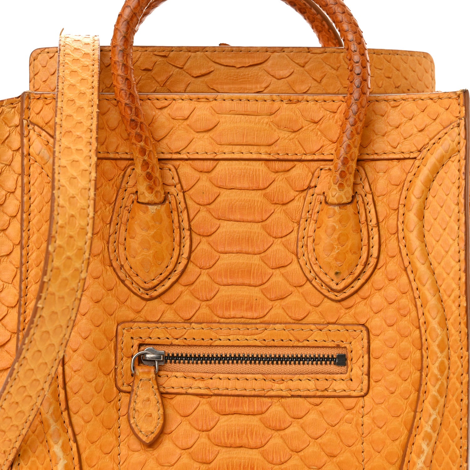 Celine Snakeskin Calfskin Nano Luggage Yellow 8 of 21
