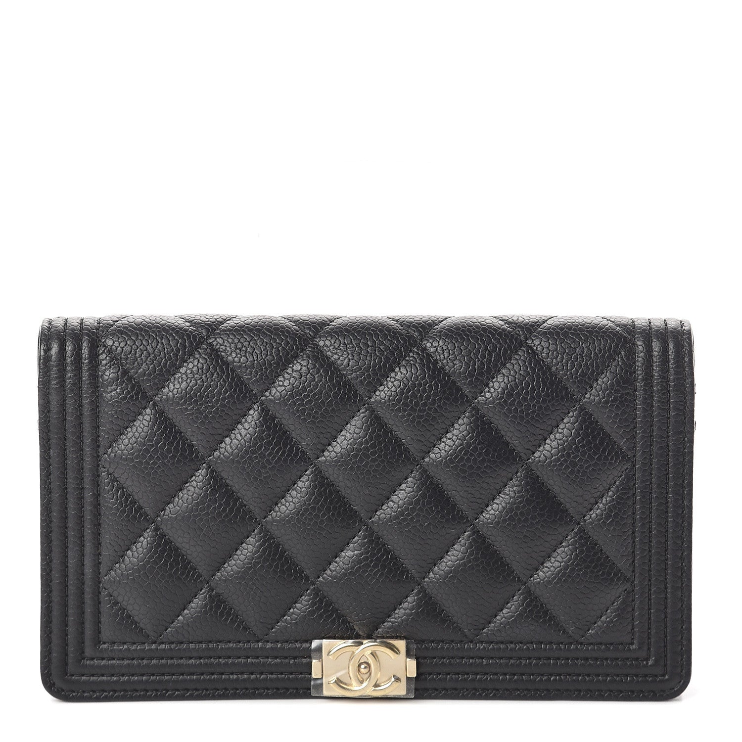 Chanel Caviar Quilted Boy Yen Wallet Black 1 of 8