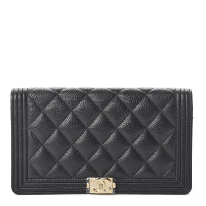 Chanel Caviar Quilted Boy Yen Wallet Black 1 of 8