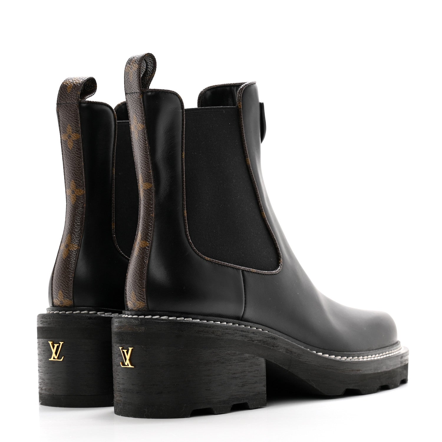 Louis Vuitton Calfskin Monogram Beaubourg Ankle Boots 41 Black 4 of 14