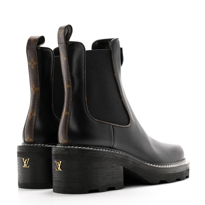 Louis Vuitton Calfskin Monogram Beaubourg Ankle Boots 41 Black 4 of 14