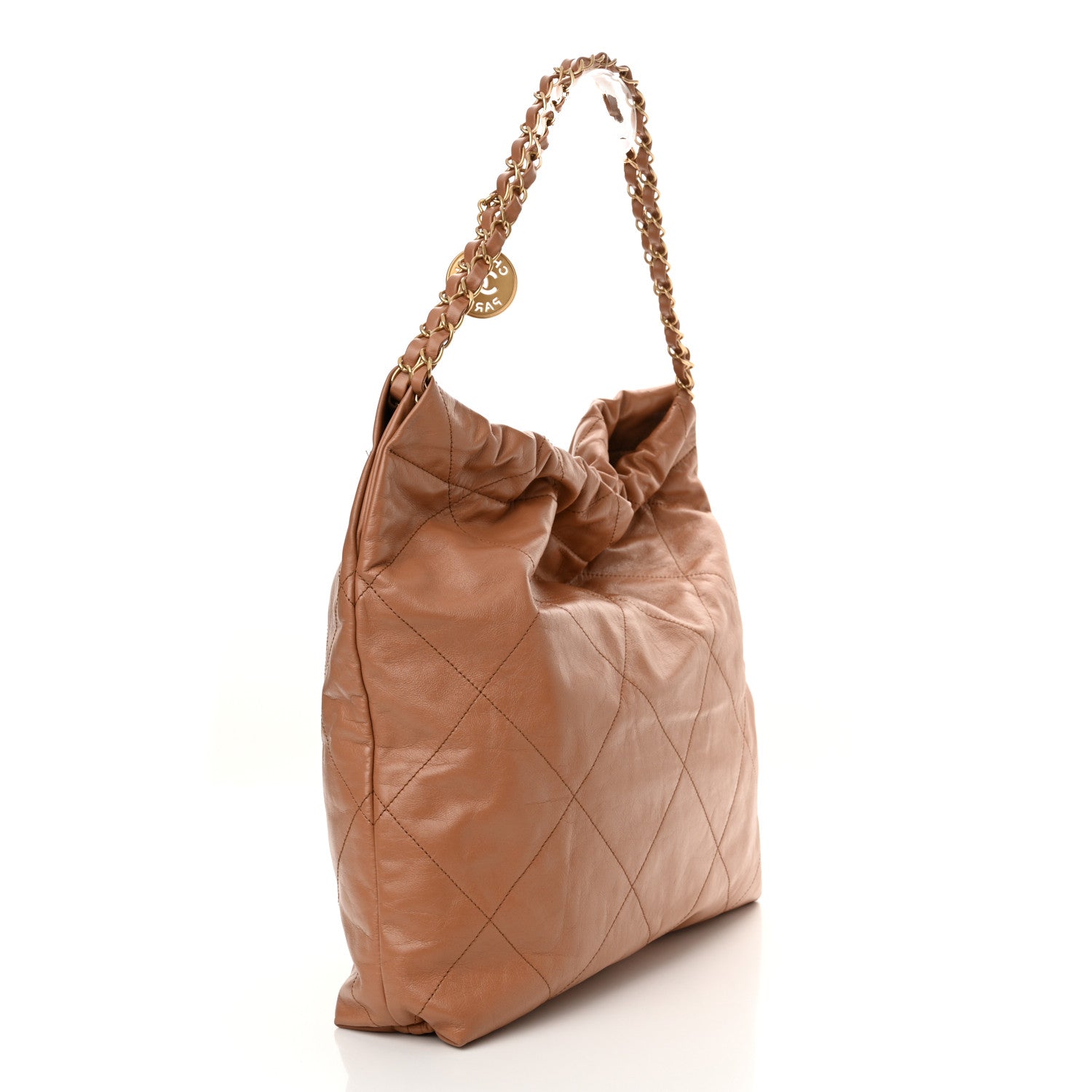 Chanel Shiny Calfskin Quilted Chanel 22 Camel 3 of 10