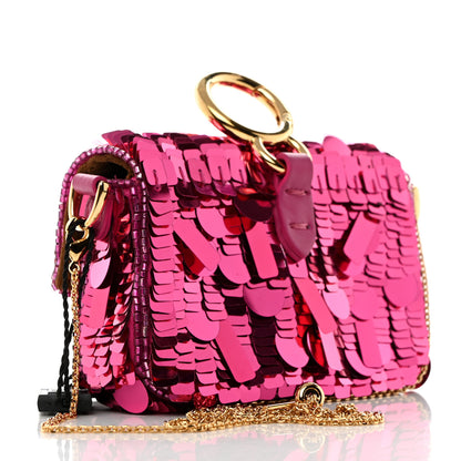 Fendi Sequin Paillettes Shiny Nappa Sex and the City Nano Maxi Buckle Baguette Charm Ciclamino Pilar 3 of 7