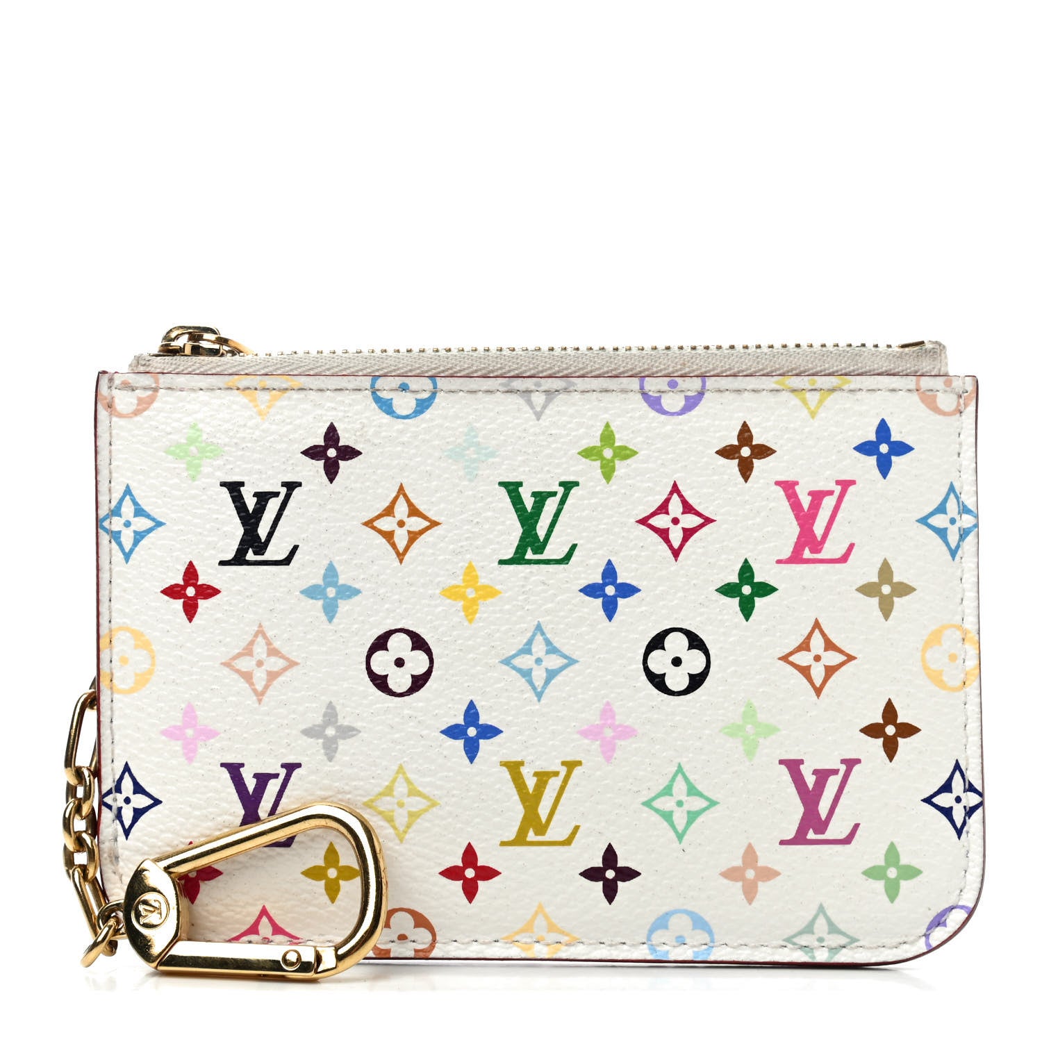 Louis Vuitton Monogram Multicolor Key Pouch White Litchi 1 of 4