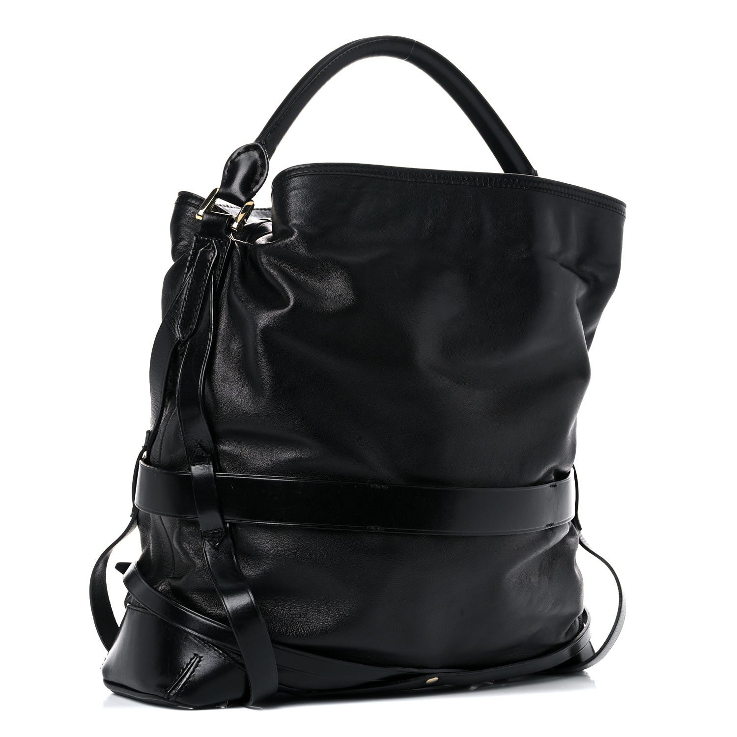 Burberry Soft Lambskin Bridle Calfskin Medium Gosford Hobo Black 3 of 26