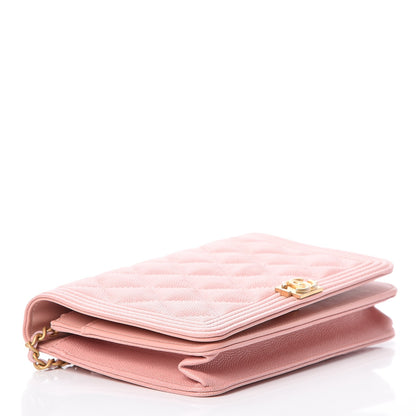 Chanel Caviar Quilted Boy Wallet On Chain WOC Pink 4 of 9