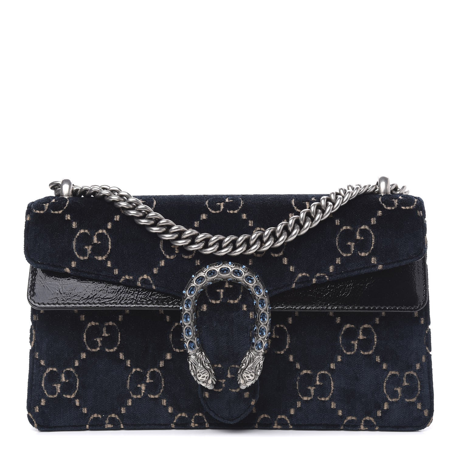 Gucci Velvet Skipper Crystal GG Monogram Small Dionysus Shoulder Bag Blue Beige Black 1 of 14