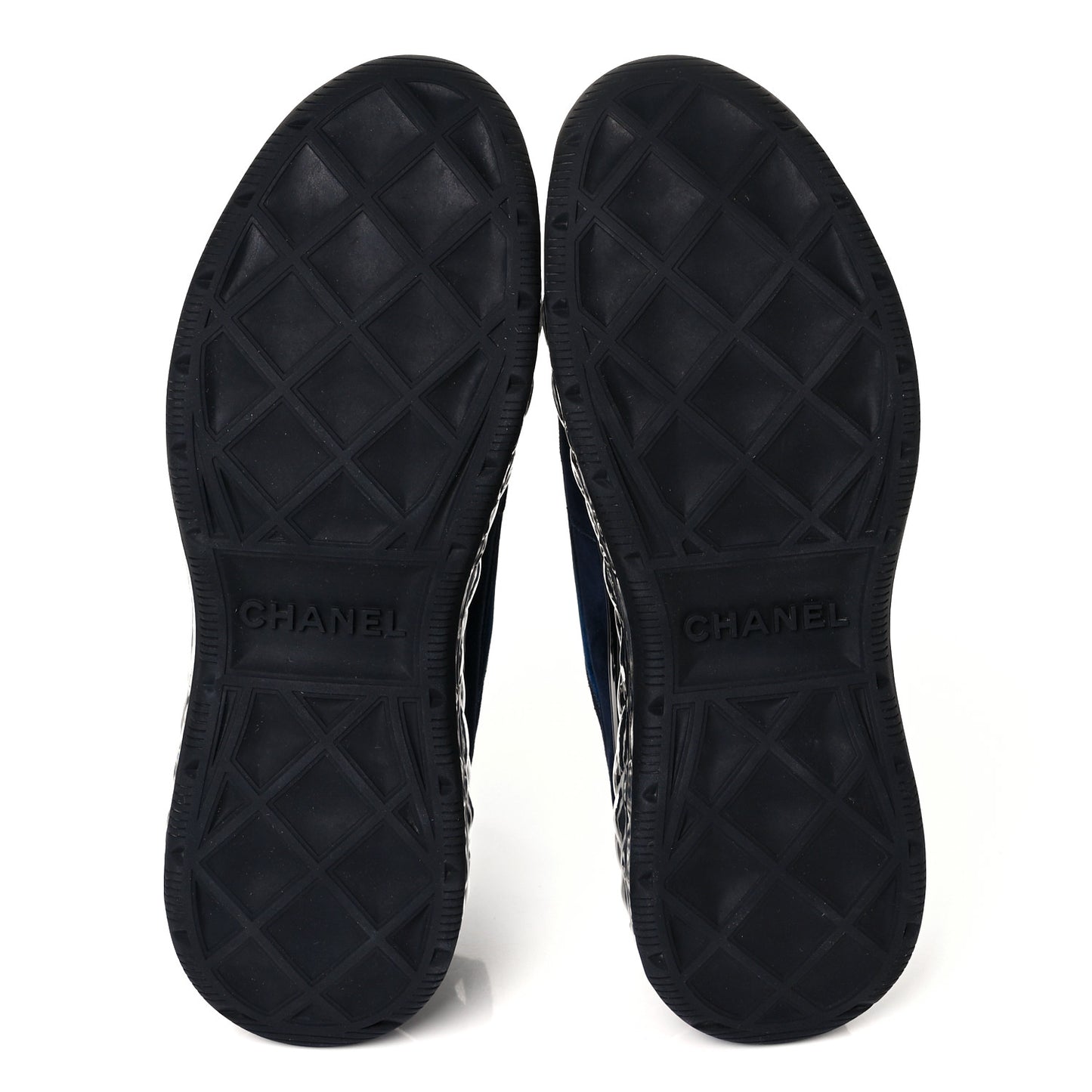 Suede Calfskin Velvet Grosgrain CC Sneakers 39.5 Navy Blue Black