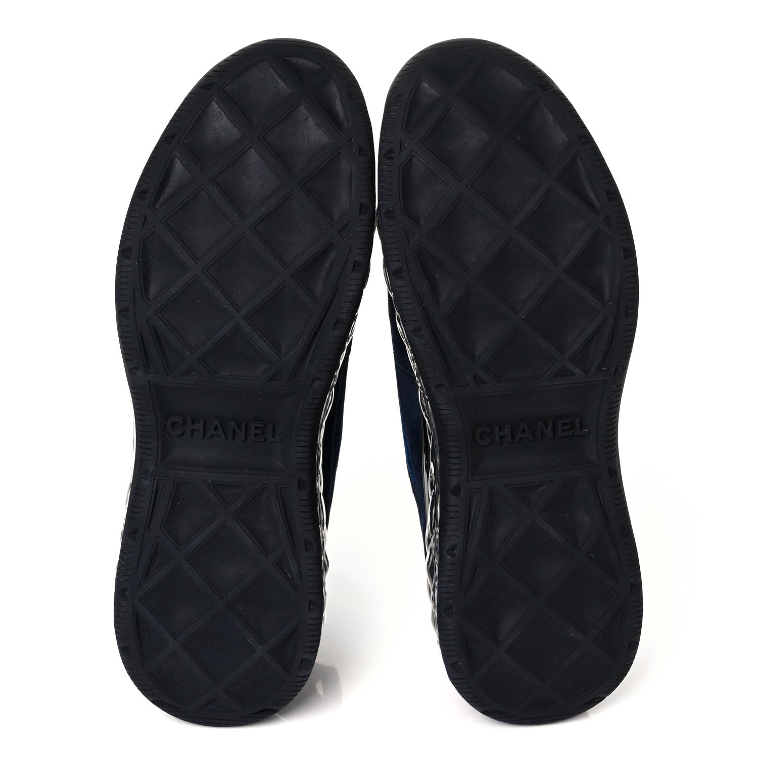 Chanel Suede Calfskin Velvet Grosgrain CC Sneakers 39.5 Navy Blue Black 5 of 9