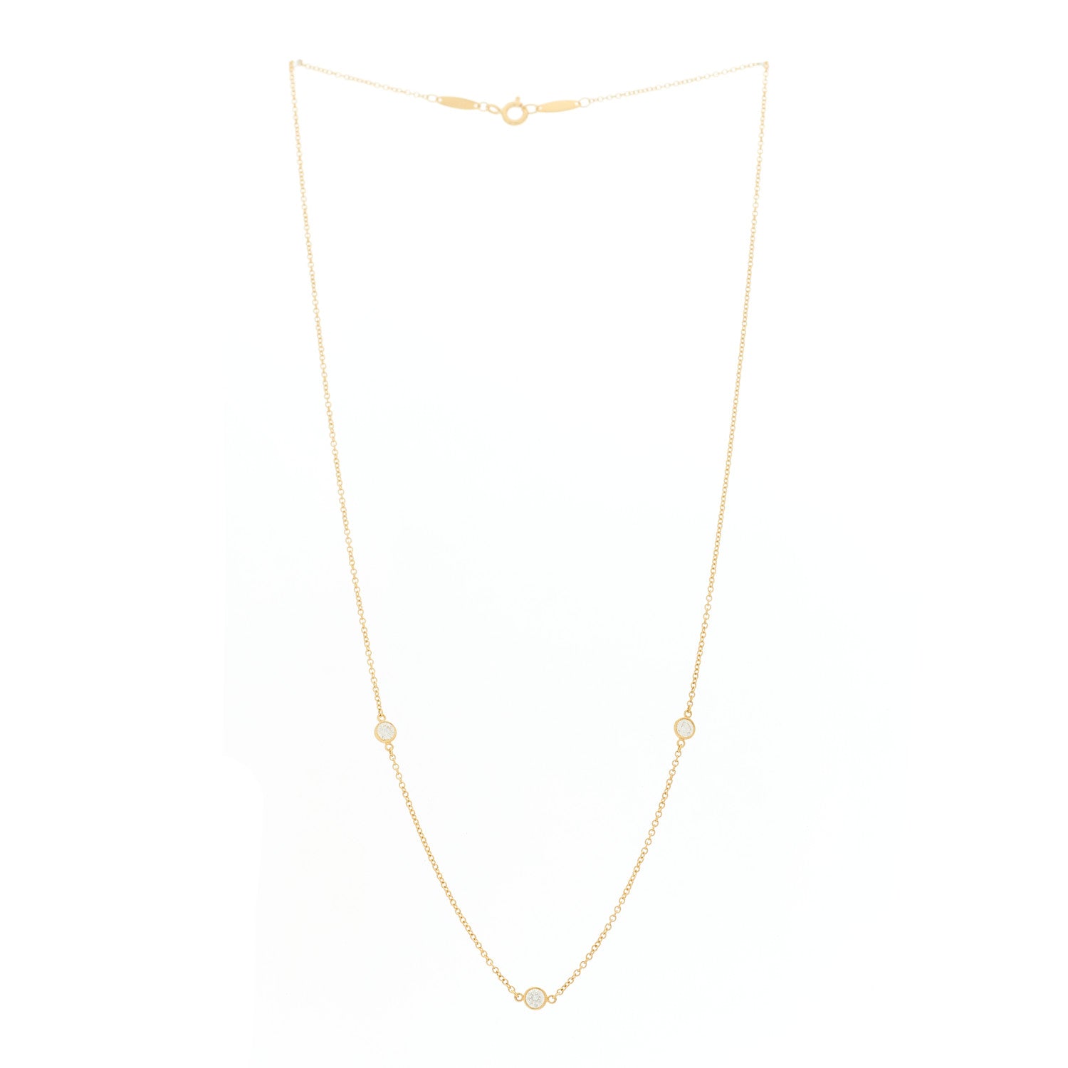Tiffany 18K Yellow Gold Elsa Peretti Diamonds by the Yard 3 Station Necklace 3 of 6