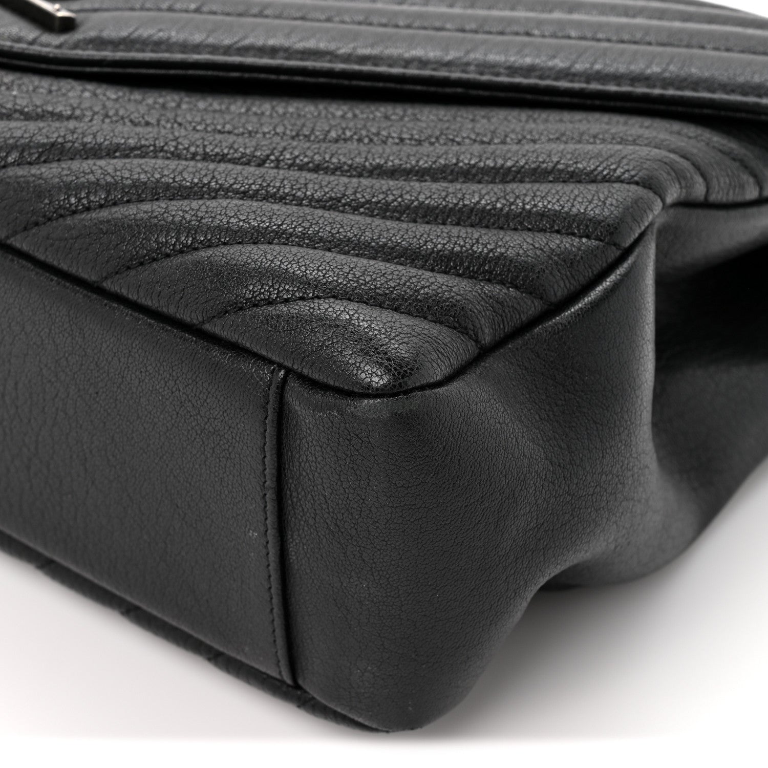 Saint Laurent Sheepskin Matelasse Chevron Monogram Large College Satchel Black 9 of 15