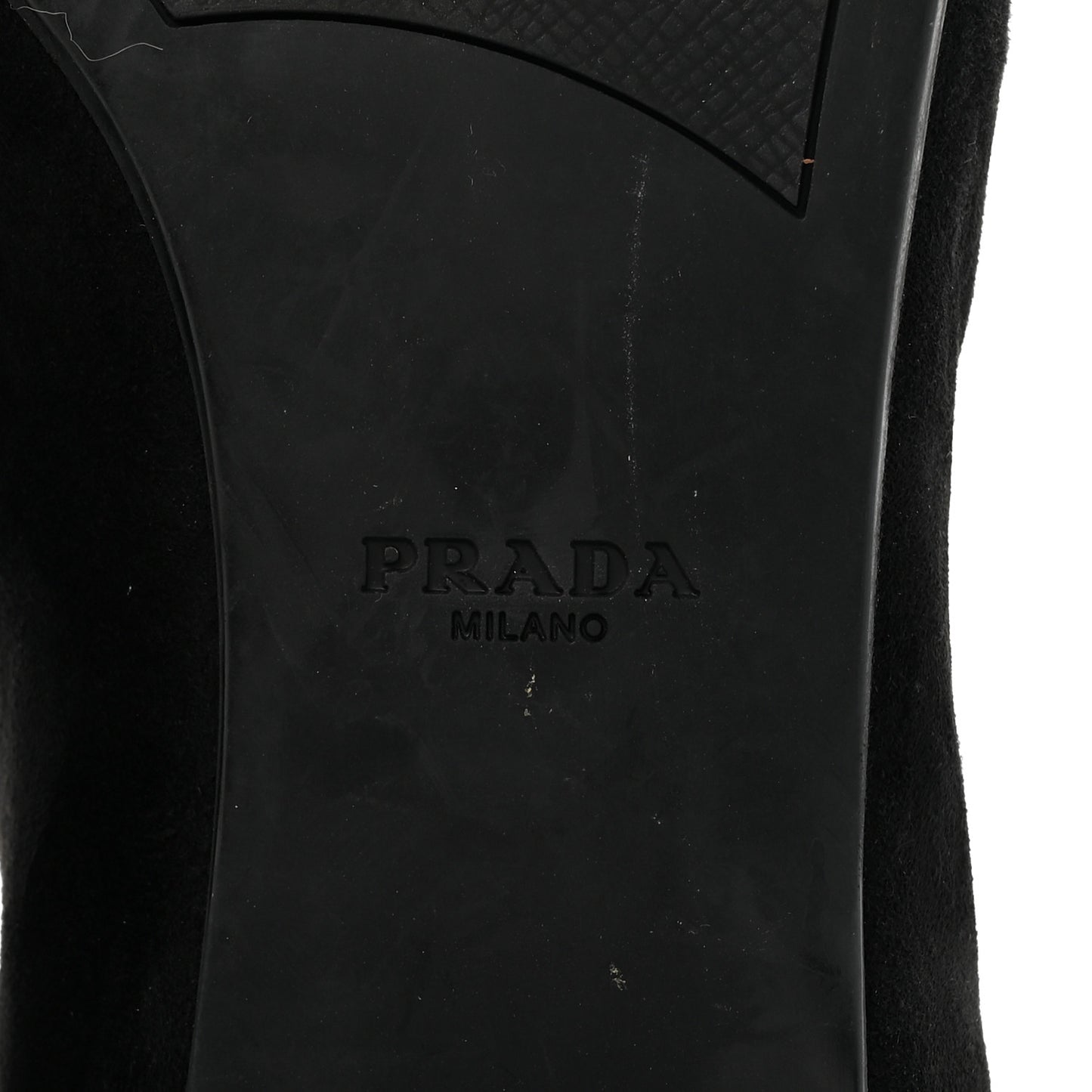 Suede Metal Plate Logo Loafers 37.5 Black