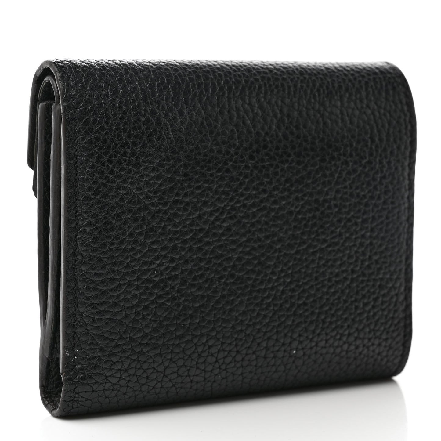 Grained Calfskin Monogram Double V Compact Wallet Black
