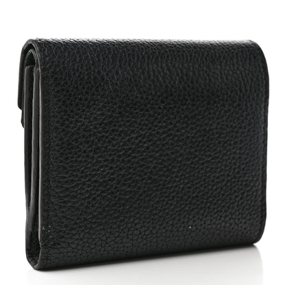 Louis Vuitton Grained Calfskin Monogram Double V Compact Wallet Black 3 of 11