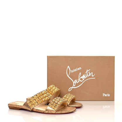 Christian Louboutin Liege Pepite Studded Myriadiam Flat Slide Sandals 38 Gold 8 of 8