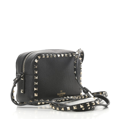 Valentino Garavani Pebbled Calfskin Rockstud Camera Crossbody Bag Black 3 of 9