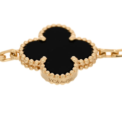Van Cleef & Arpels 18K Yellow Gold Black Onyx 5 Motifs Vintage Alhambra Bracelet 3 of 5
